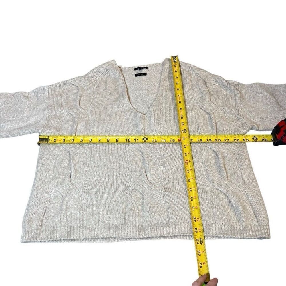Massimo Dutti Oversized Braid Knit Sweater Small Wool Blend V Neck Wool Blend - Picture 8 of 8